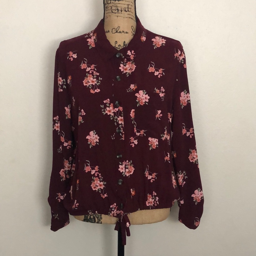No Boundaries Floral Button Down Blouse